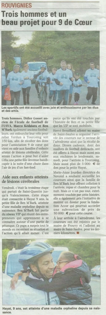 Coupure de presse : trois hommes et un beau projet pour 9 de Cœur, étape dédiée à Hayat